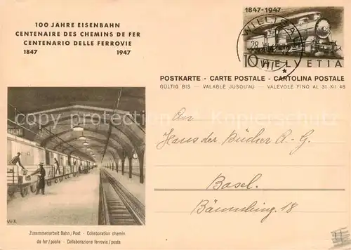 AK / Ansichtskarte 73888686 Eisenbahn_Railway_Chemin_de_Fer 100 J. Eisenbahn Willisa 1847-1947 