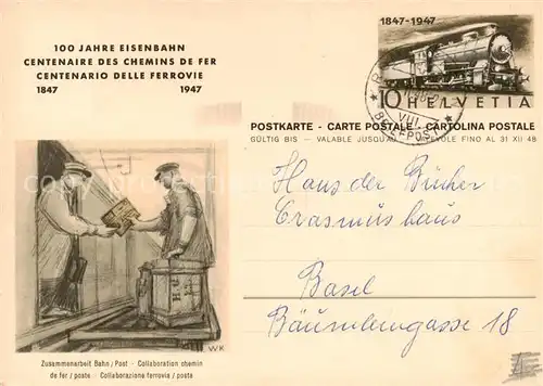 AK / Ansichtskarte 73888687 Eisenbahn_Railway_Chemin_de_Fer 100 J. Eisenbahn 1847-1947 