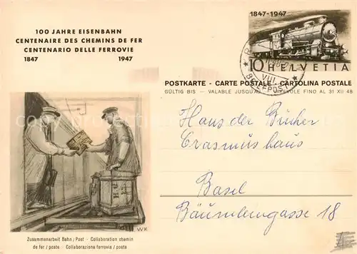 AK / Ansichtskarte  Eisenbahn_Railway_Chemin_de_Fer 100 J. Eisenbahn 1847-1947 