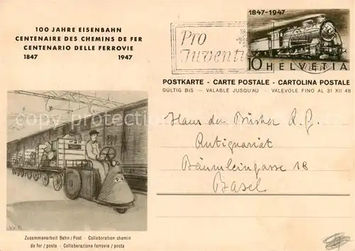 AK / Ansichtskarte 73888688 Eisenbahn_Railway_Chemin_de_Fer 100 J. Eisenbahn 1847-1947 
