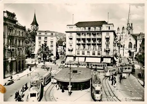 AK / Ansichtskarte  Strassenbahn_Tramway-- Zuerich Paradeplatz 