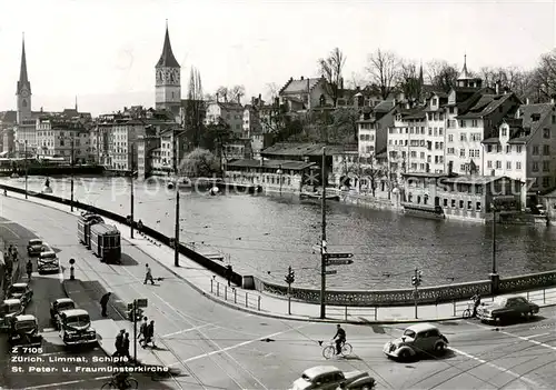 AK / Ansichtskarte  Strassenbahn_Tramway-- Zuerich Limmat Schipfe  