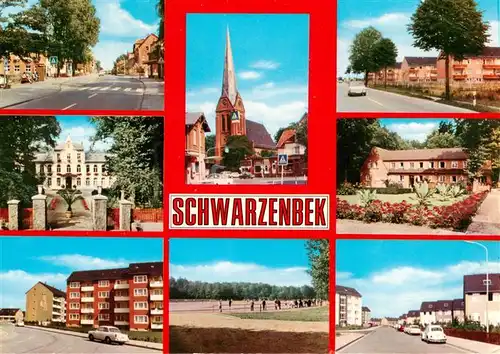 AK / Ansichtskarte 73888785 Schwarzenbek Strassenpartien Schloss Siedlung Franziskus Kirche Amtsrichterhaus Schwarzenbek