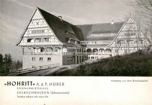AK / Ansichtskarte 73888796 Sasbachwalden Sternenwirtshaus Hohritt Sasbachwalden