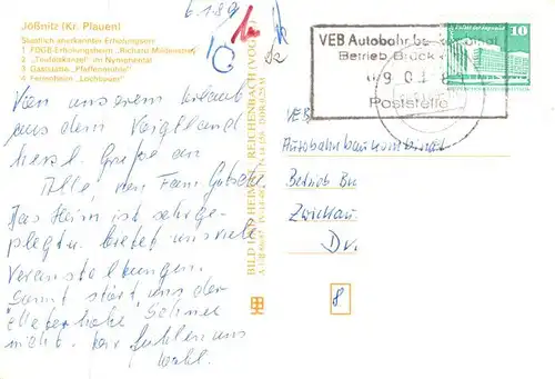 AK / Ansichtskarte  Joessnitz FDGB Erholungsheim Richard Mildenstroy Teufelskarussell im Nymphental Gaststaette Pfaffenmuehle Ferienheim Lochbauer Joessnitz