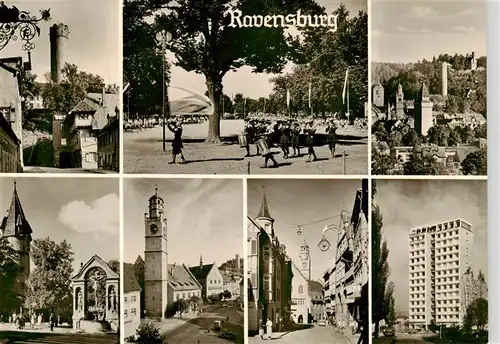 AK / Ansichtskarte  Ravensburg__Wuerttemberg Schloss Umzug Kirchen Hochhaus Strassenpartien 