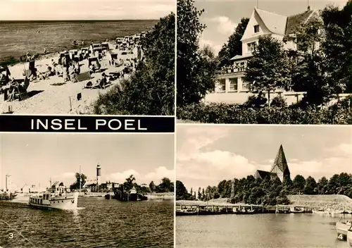 AK / Ansichtskarte  Insel_Poel Schwarzer Busch Konsum Gaststaette Seeblick Hafen und Leuchtturm in Timmendorf Wehrkirche Insel_Poel