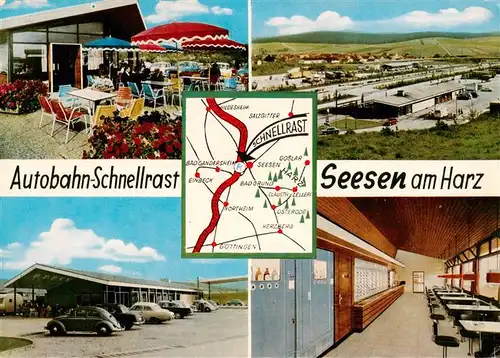 AK / Ansichtskarte 73888942 Seesen_Harz Autobahn Schnellrast Freiterrase Gastraum Panorama Seesen Harz