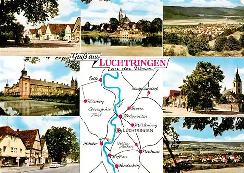 AK / Ansichtskarte 73888950 Luechtringen_Hoexter Teilansichten Panorama Schloss Kirche 