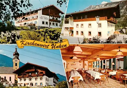 AK / Ansichtskarte 73889018 Unken_Salzburg_AT Gasthof Restaurant Kirchenwirt Gastraum Kirche 