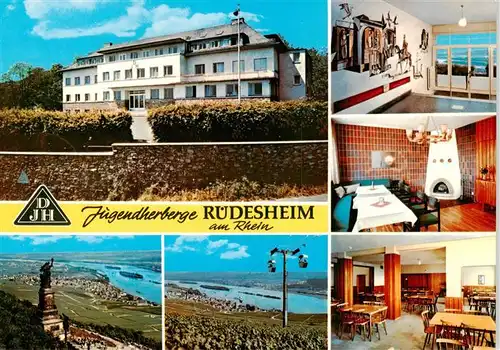 AK / Ansichtskarte  Ruedesheim_am_Rhein Jugendherberge  Hallenbad Kaminzimmer Gastraum Panorama 