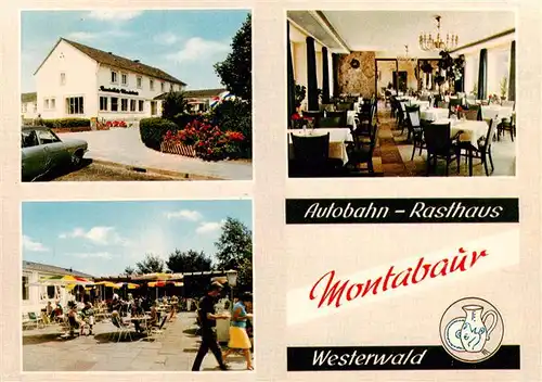 AK / Ansichtskarte 73889073 Montabaur_Westerwald Autobahn Rasthaus Westerwald Gastraum Terrasse Montabaur_Westerwald