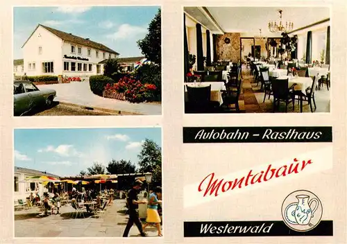 AK / Ansichtskarte  Montabaur_Westerwald Autobahn Rasthaus Westerwald Gastraum Terrasse Montabaur_Westerwald