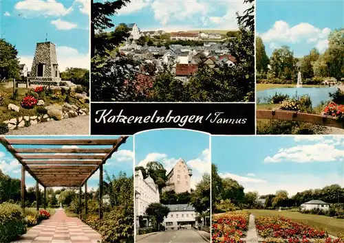 AK / Ansichtskarte  Katzenelnbogen Denkmal Panorama Teich Teilansichten Park Katzenelnbogen