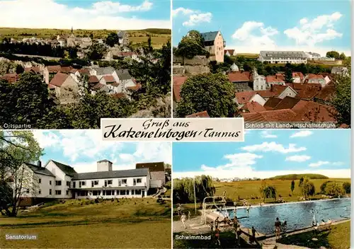 AK / Ansichtskarte  Katzenelnbogen Ortspartie Schloss mit Landwirtschaftsschule Sanatorium Schwimmbad Katzenelnbogen