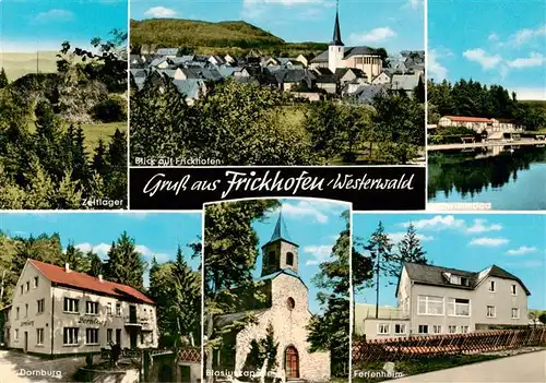 AK / Ansichtskarte 73889082 Frickhofen Zeltlager Ortspartie Schwimmbad Dornburg Blasiuskapelle Ferienheim Frickhofen