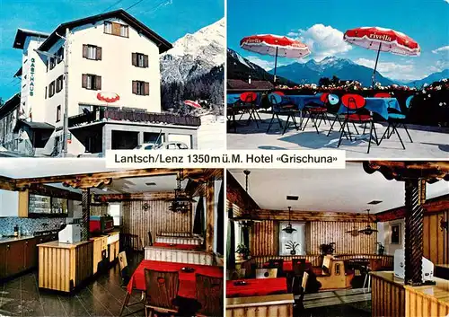 AK / Ansichtskarte  Lantsch_Lenz_GR Hotel Grischuna Terrasse Gastraeume 
