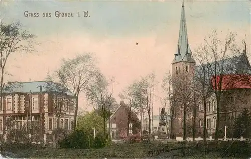 AK / Ansichtskarte 73889157 Gronau_Westfalen Ansicht mit Kirche Denkmal Gronau_Westfalen