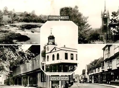 AK / Ansichtskarte  Faversham_South_East_UK Stonebridge Pond Parish Church The Masonic Hall West Street Town Hall 