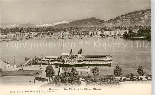 AK / Ansichtskarte  Schiffe_Binnenschifffahrt Geneve le port et le mont blanc 