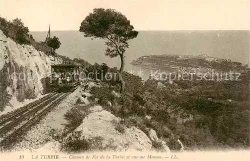 AK / Ansichtskarte 73889327 Zahnradbahn_Rack_Railway-- La Turbie vue sur Monaco 