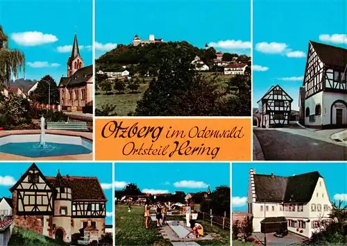 AK / Ansichtskarte  Hering_Odenwald Kirche Panorama Fachwerkhaeuser Minigolf Hering Odenwald