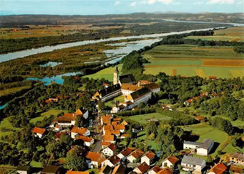 AK / Ansichtskarte  Reichersberg_Inn_Oberoesterreich_AT Fliegeraufnahme mit Augustiner Chorherrenstift 