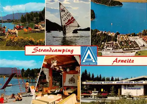 AK / Ansichtskarte 73889369 Arneitz_Faakersee_Kaernten_AT Strandcamping Teilansichten Restaurant Gaststube 