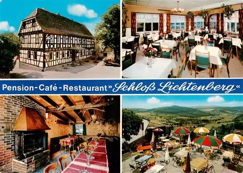 AK / Ansichtskarte  Lichtenberg_Odenwald Pension Cafe Schloss Lichtenberg Gaststube Kaminzimmer Terrasse Lichtenberg Odenwald