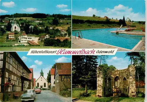 AK / Ansichtskarte 73889384 Hammelbach_Grasellenbach Panorama Schwimmbad Ortspartie Ruine 