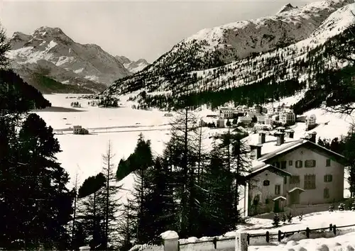 AK / Ansichtskarte  Champfer_Graubuenden Panorama mit Silvaplana und Piz della Margna Champfer Graubuenden