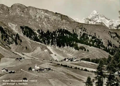 AK / Ansichtskarte  Medels_Rheinwald_GR Fliegeraufnahme mit Gitzkopf und Teurihorn 