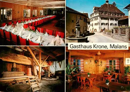 AK / Ansichtskarte  Malans_GR Gasthaus Krone Festtafel Gastraeume Brunnen 