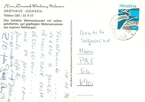 AK / Ansichtskarte  Malans_GR Hans Donatsch Weinbau Gastraum Weinfaesser 