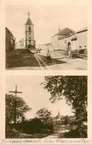 AK / Ansichtskarte  Foulcrey_57_Moselle Dorfpartie mit Kirche und Kreuz 