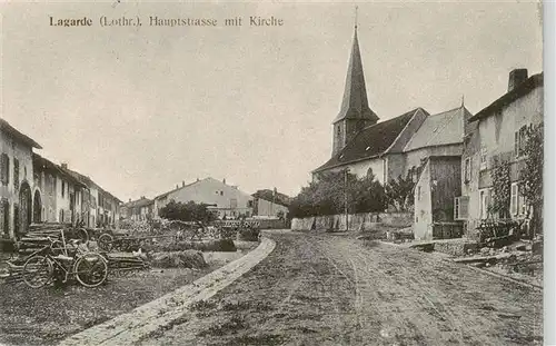 AK / Ansichtskarte  Lagarde_Chateau-Salins_57_Moselle_Lothringen Hauptstrasse mit Kirche 