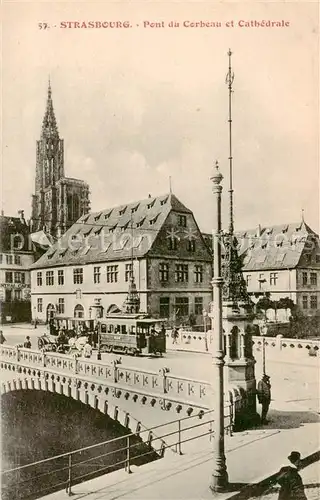 AK / Ansichtskarte  Bruecken_Bridges_Ponts Strasbourg pont du corbeau et cathedrale 