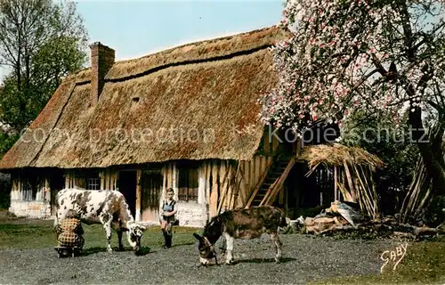 AK / Ansichtskarte  Bauernhof La Normandie La traite Tiere  