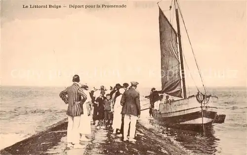 AK / Ansichtskarte 73889911 Segelschiffe Le littoral Belge départ pour la promenade 