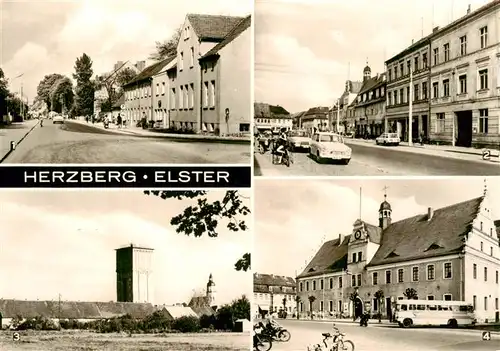 AK / Ansichtskarte 73889928 Herzberg_Elster Anhalter Strasse Torgauer Strasse Wasserturm mit Sternwarte Rathaus Herzberg_Elster