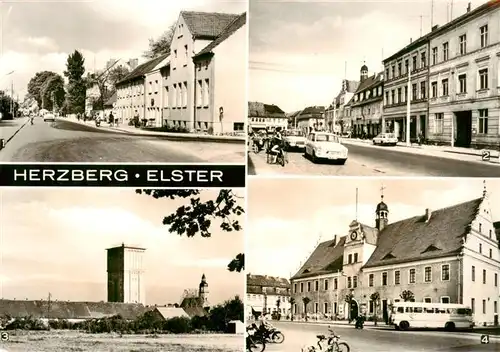AK / Ansichtskarte 73889929 Herzberg_Elster Anhalter Strasse Torgauer Strasse Wasserturm mit Sternwarte Rathaus Herzberg_Elster