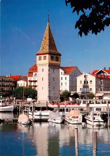 AK / Ansichtskarte  Lindau__Bodensee Schmuckstueck am Lindauer Hafen Der Mangturm 