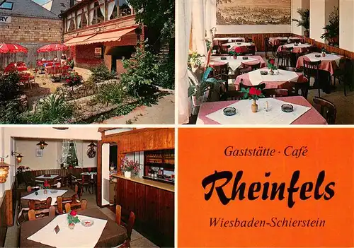 AK / Ansichtskarte 73890027 Schierstein_Wiesbaden Gaststaette Cafe Rheinfels Gastraeume Terrasse 
