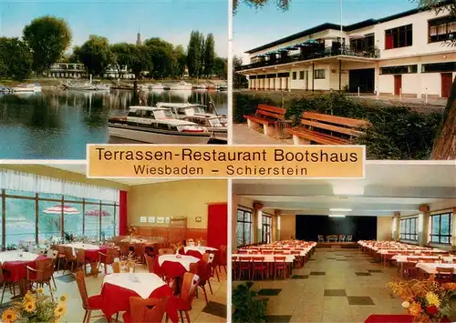 AK / Ansichtskarte  Schierstein_Wiesbaden Terrassen Restaurant Bootshaus Gastraeume Bootshafen 