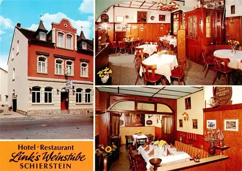 AK / Ansichtskarte 73890030 Schierstein_Wiesbaden Hotel Restaurant Links Weinstube Gastraeume 