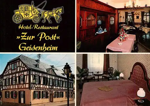AK / Ansichtskarte 73890051 Geisenheim Hotel Restaurant Zur Post Gastraum Gaestezimmer Geisenheim