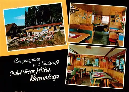 AK / Ansichtskarte 73890062 Braunlage Campingplatz und Waldcafe Onkel Freds Huette Gastraeume Braunlage