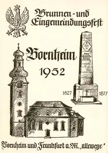 AK / Ansichtskarte  Bornheim_Hessen_Frankfurt_Main Brunnen und Eingemeindungsfest 1952 