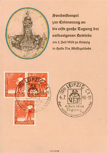 AK / Ansichtskarte  Leipzig Sonderstempel Erinnerungskarte an die erste grosse Tagung der volkseigenen Betriebe Leipzig