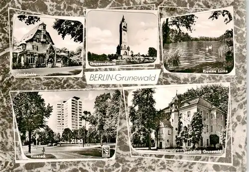 AK / Ansichtskarte  Grunewald_Berlin Hundekehle Grunewaldturm Krumme Lanke Roseneck Jagdschloss Grunewald Grunewald Berlin